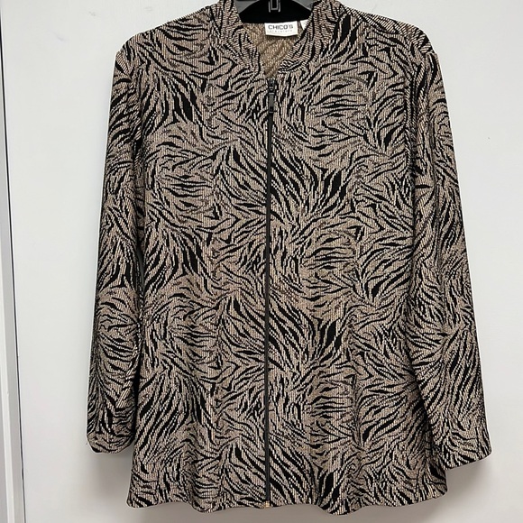 Chico’s Travelers Collection Full Zip Up Shimmer Jacket - Picture 1 of 4